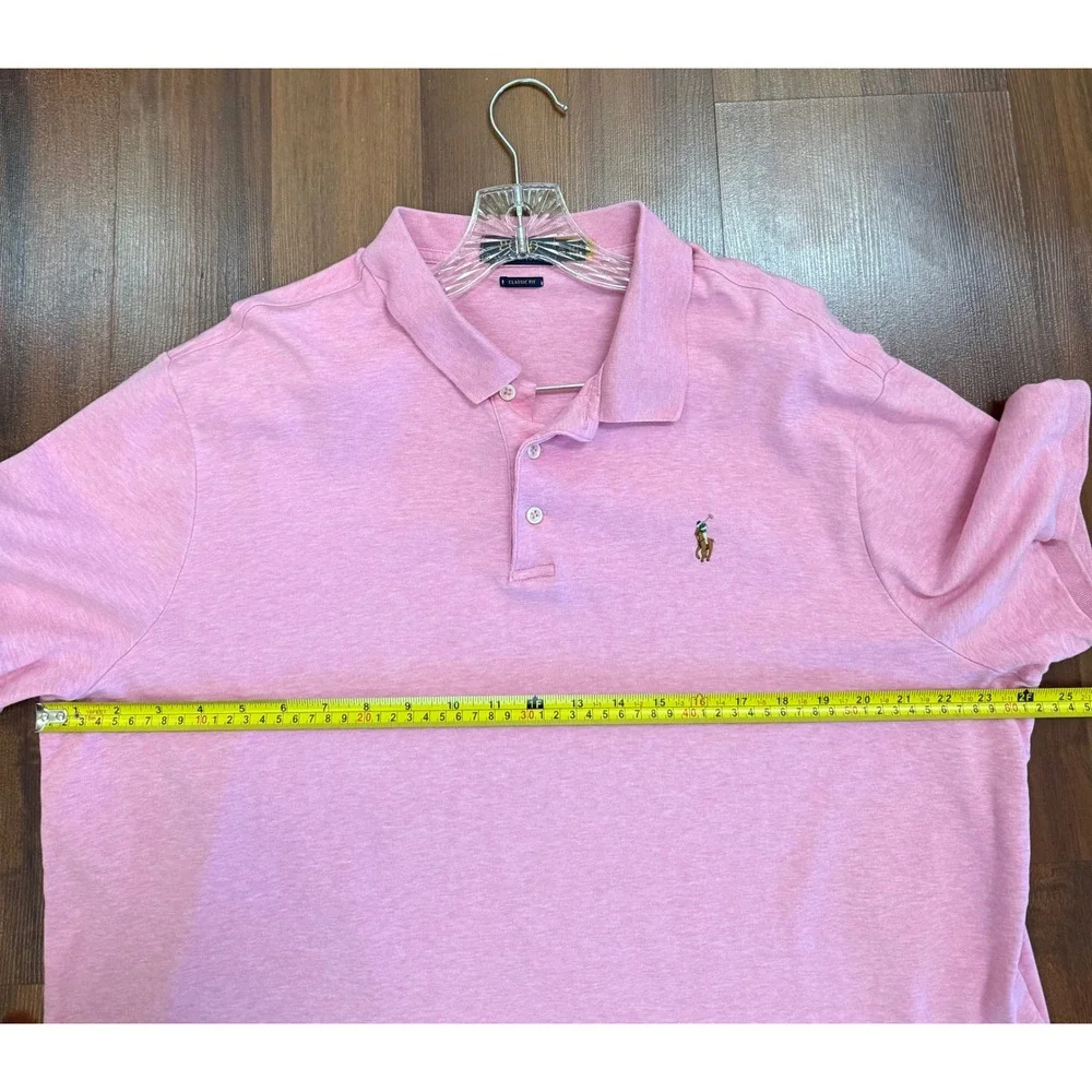 Polo Ralph Lauren Mens XL Classic Fit Pink Heather Short Sleeve Polo Shirt
